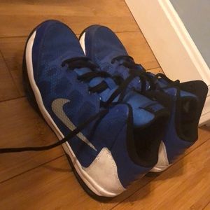 Nike shoes. Blue and white.